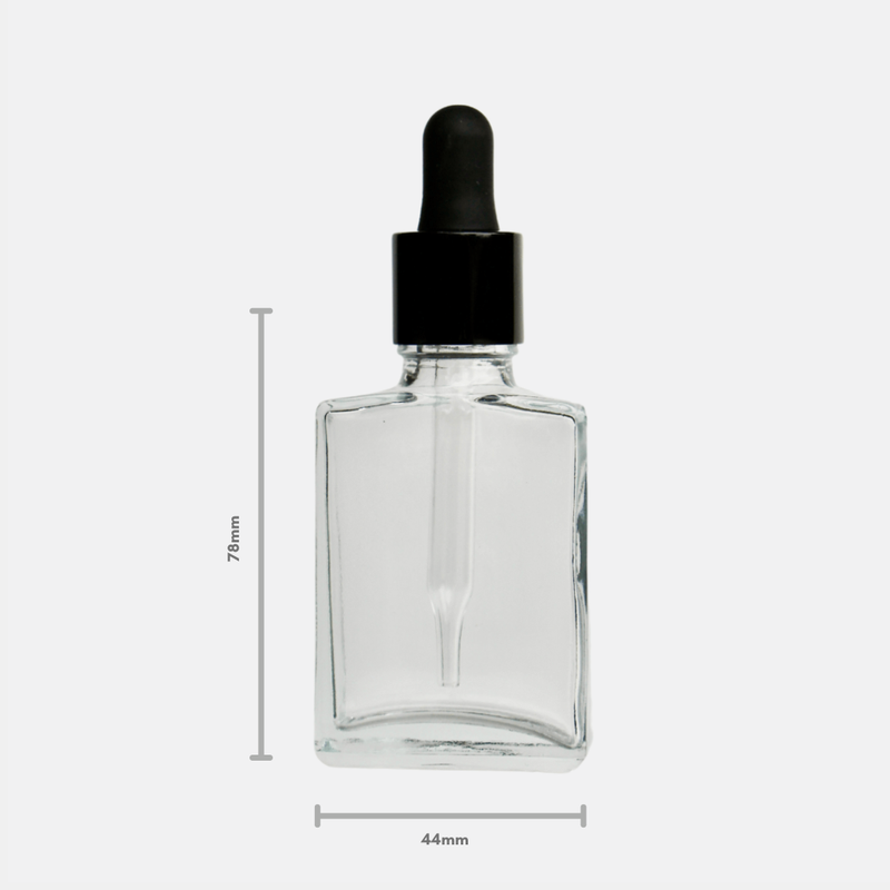 30ml Clear Square Glass Bottle & Dropper Set (25 Pack)