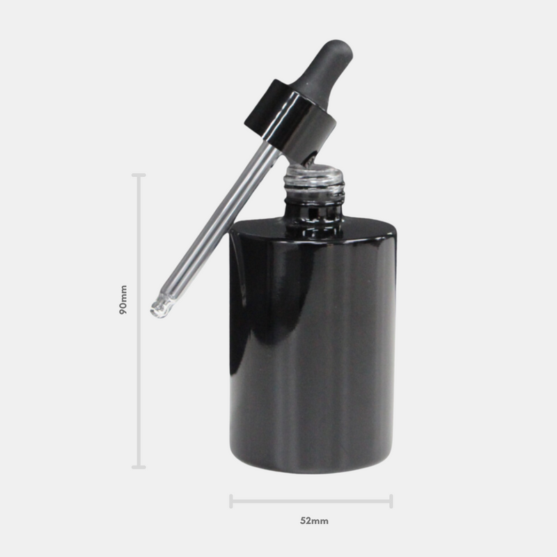 80ml Black Glass Bottle & Dropper Set (25 Pack)