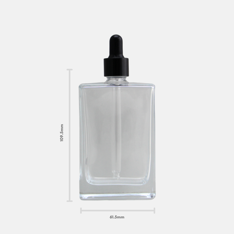 100ml Clear Square Glass Bottle & Dropper Set (25 Pack)