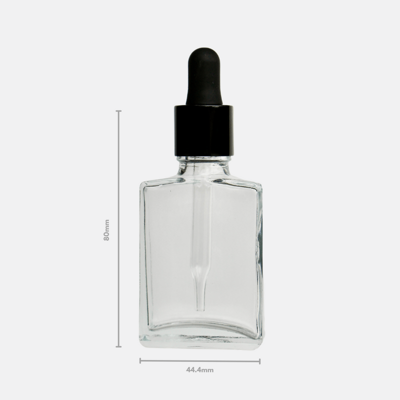 30ml Clear Square Glass Bottle & Dropper Set (25 Pack)